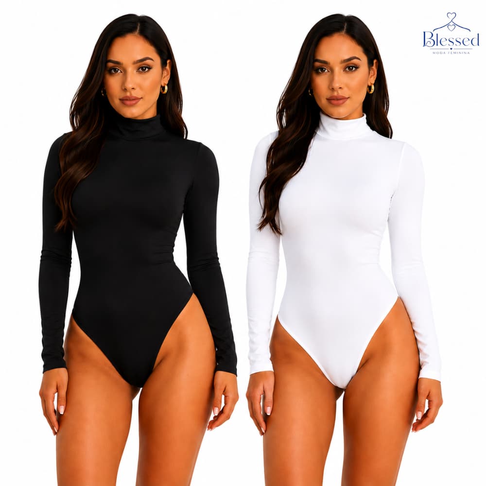 Kit 2 Body Feminino Manga Longa Gola Alta Cacharrel Suplex Inverno