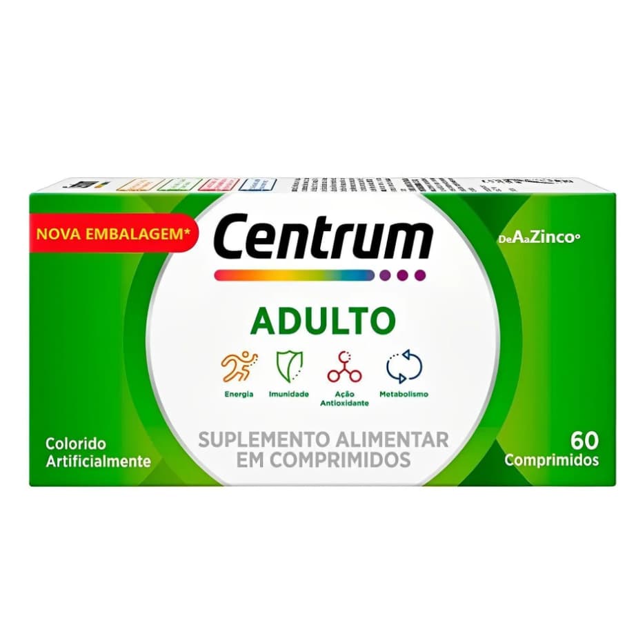 Centrum Adulto Suplemento Alimentar 60 Comprimidos - Energia, Antioxidante e Imunidade