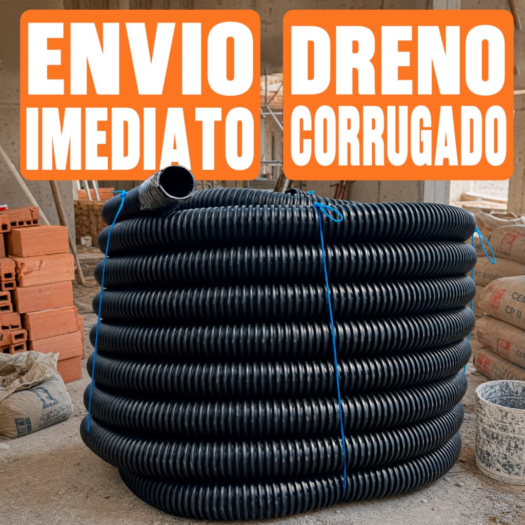 Dreno Tubo Perfurado 2.1/2 Drenagem De Solo Rolo 10 Metros Alta Vazao Escoamento Eficiente