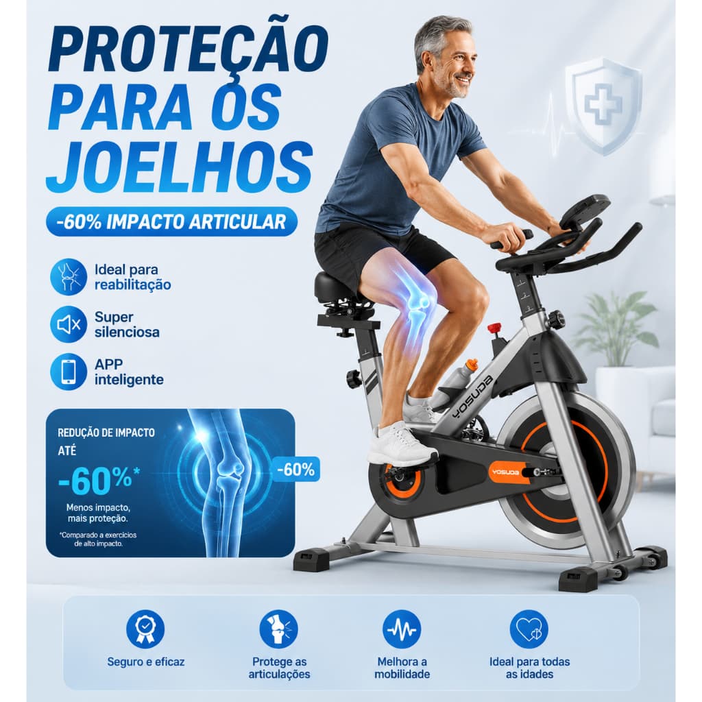 YOSUDA bicicleta ergométrica para idoso 11kg Silenciosa Proteção Joelho Baixo Impacto APP Bluetooth