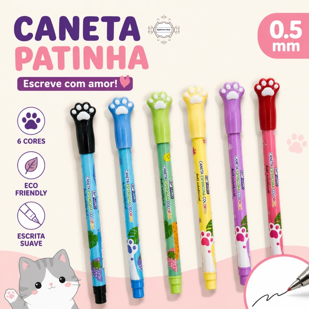 6-18 Unid Patinha de Gato Canetas Coloridas 0.5mm Fofo com Refil 930