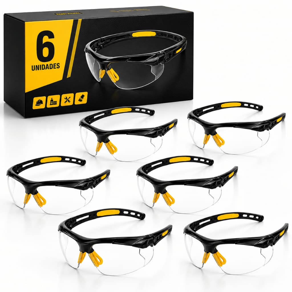Kit 6 Óculos De Segurança Incolor Trabalho Epi Vonder Anti Risco Modelo Boxer Proteção Envio Imediato CA