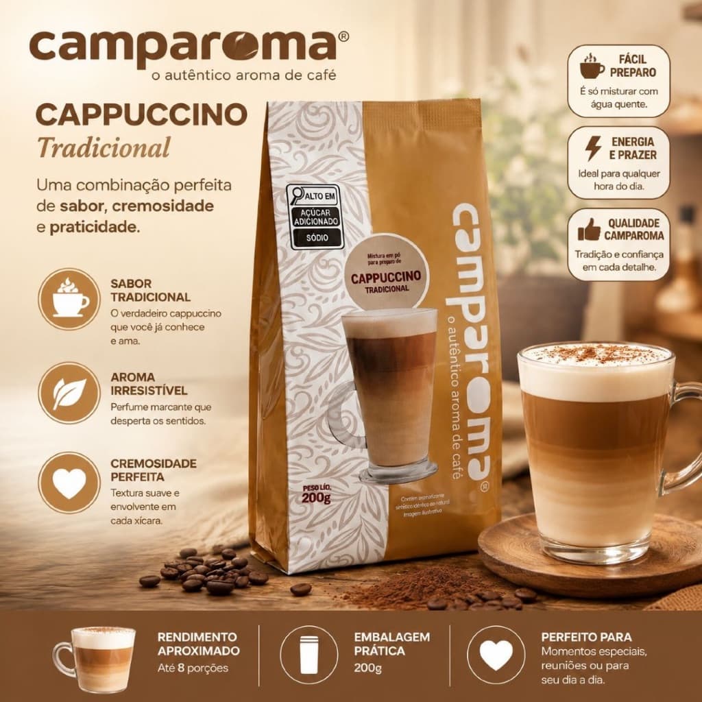 Cappuccino Clássico Tradicional Cremoso Camparoma 200g
