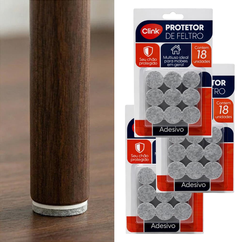 Protetor de Feltro 3cm x 5mm Redondo Adesivo 54 Peças Risco Ruídos Pisos Pé Cadeiras Mesas Móveis