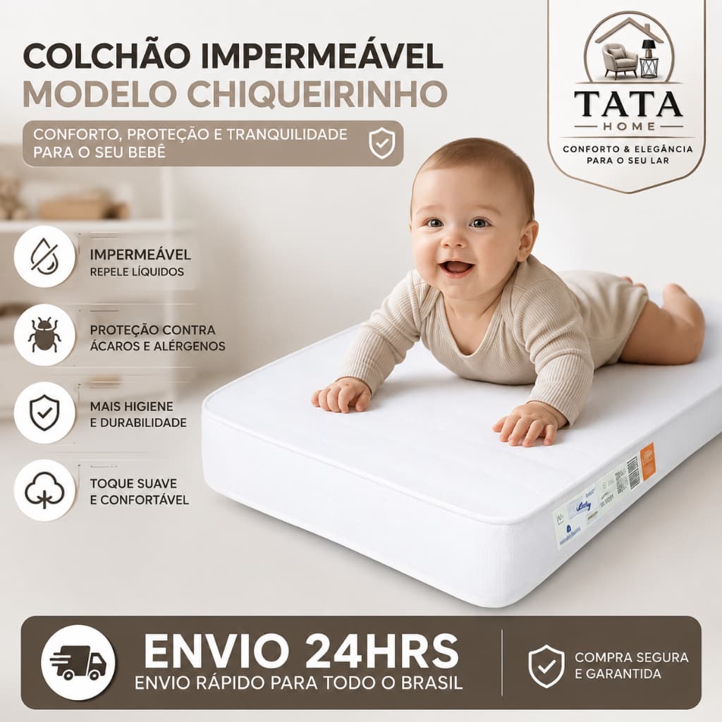 Colchão Bebe Para Berço Chiqueirinho D18 100x70x10 Impermeável