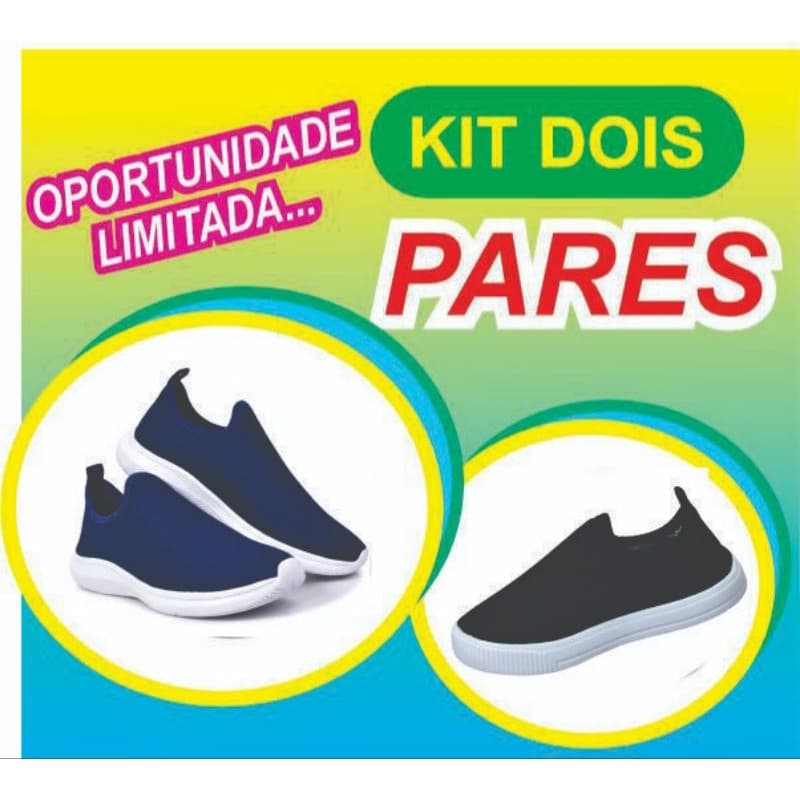 ✅️Adulto Kit 2 pares 28 ao 40 Igreja🙏 Tênis Preto/Tênis Marinho Jeans Unissex Passeio Conforto Elegância