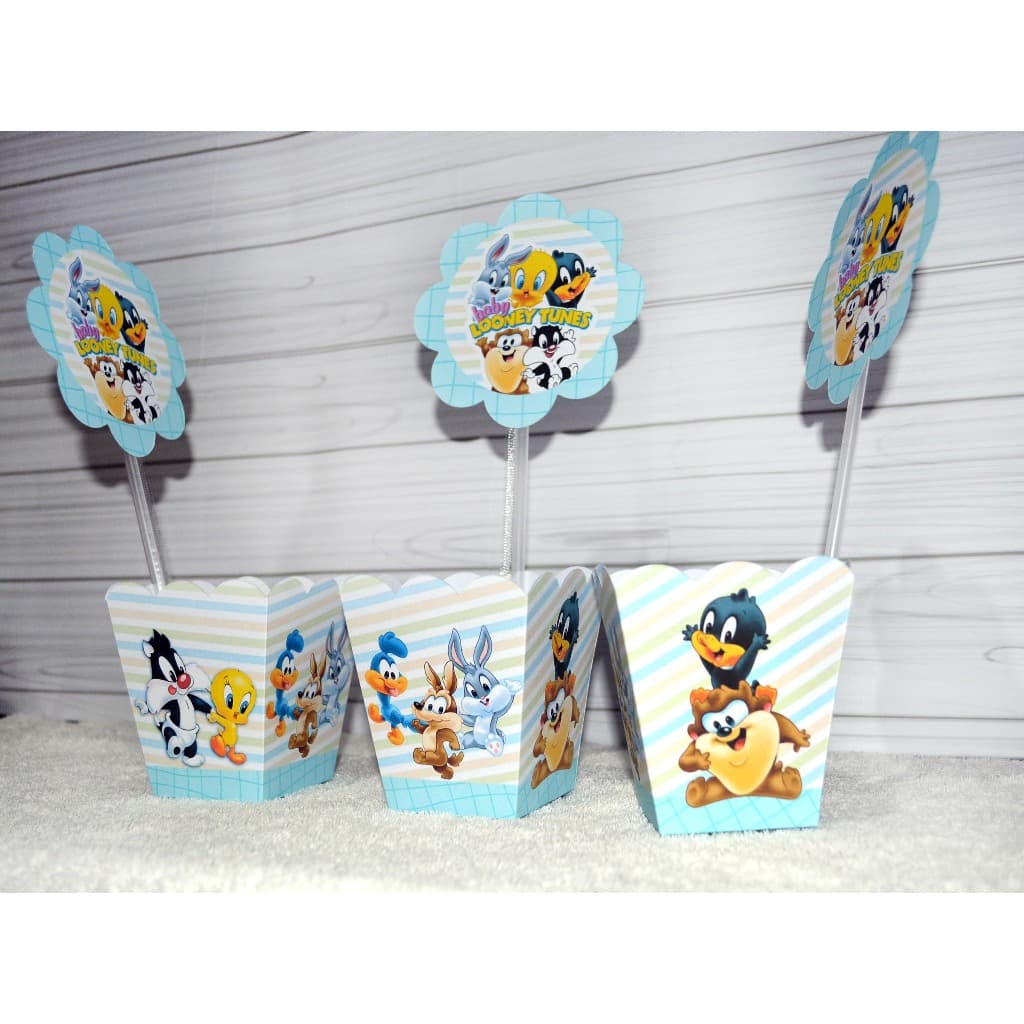 Centro de Mesa Looney Tunes Baby Cachepot Lembrancinha Pegue e Monte NÃO É PERSONALIZADO