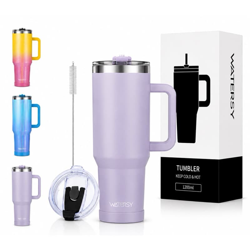 Copo Life 1180ml - Aço Inox, Tampa e Canudo Tritan, Isolamento a Vácuo, Bebidas Quente e Fria