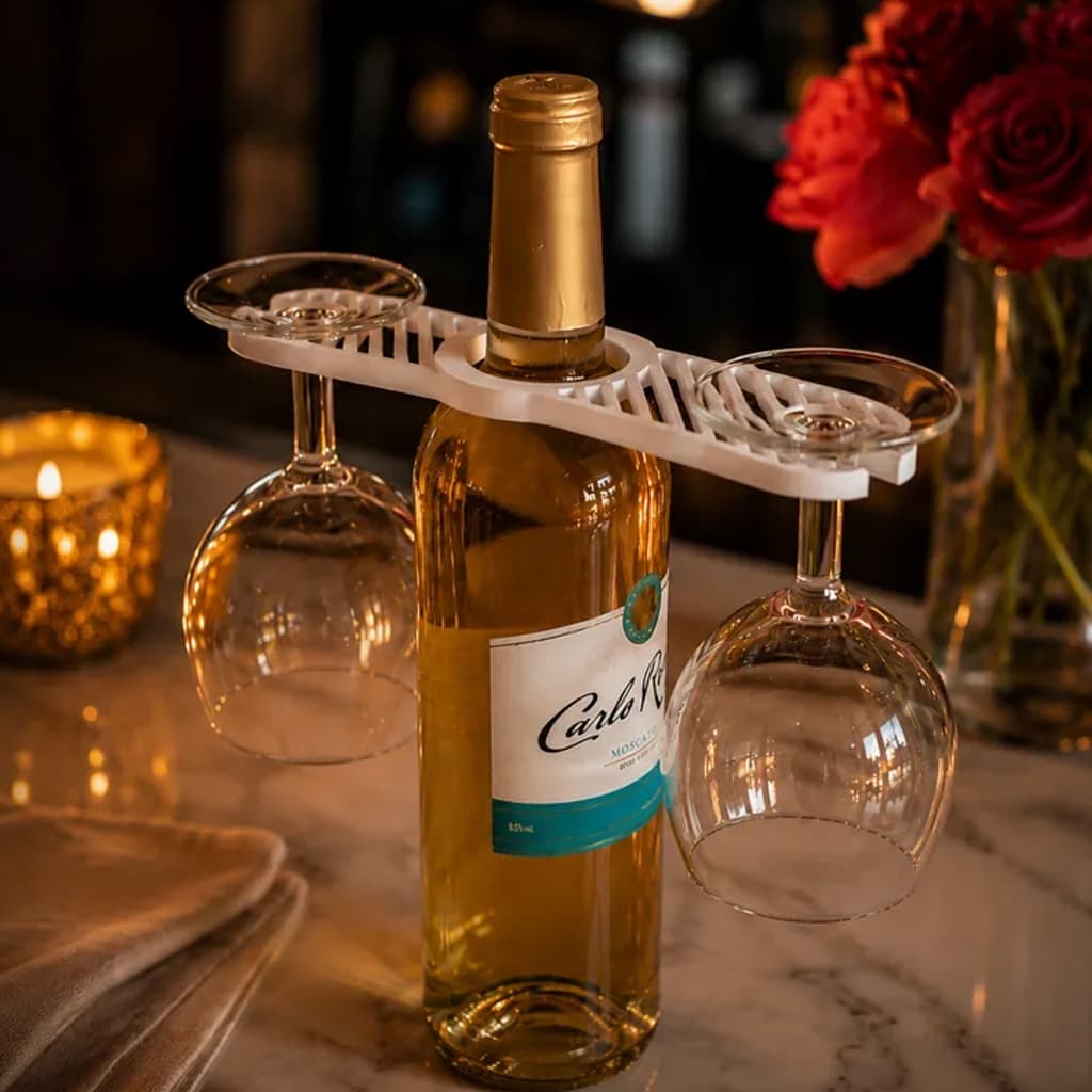 Suporte Garrafa de Vinho Par Taças Porta Vinho Decorativo Elegante Presente Adega Jantar Portátil