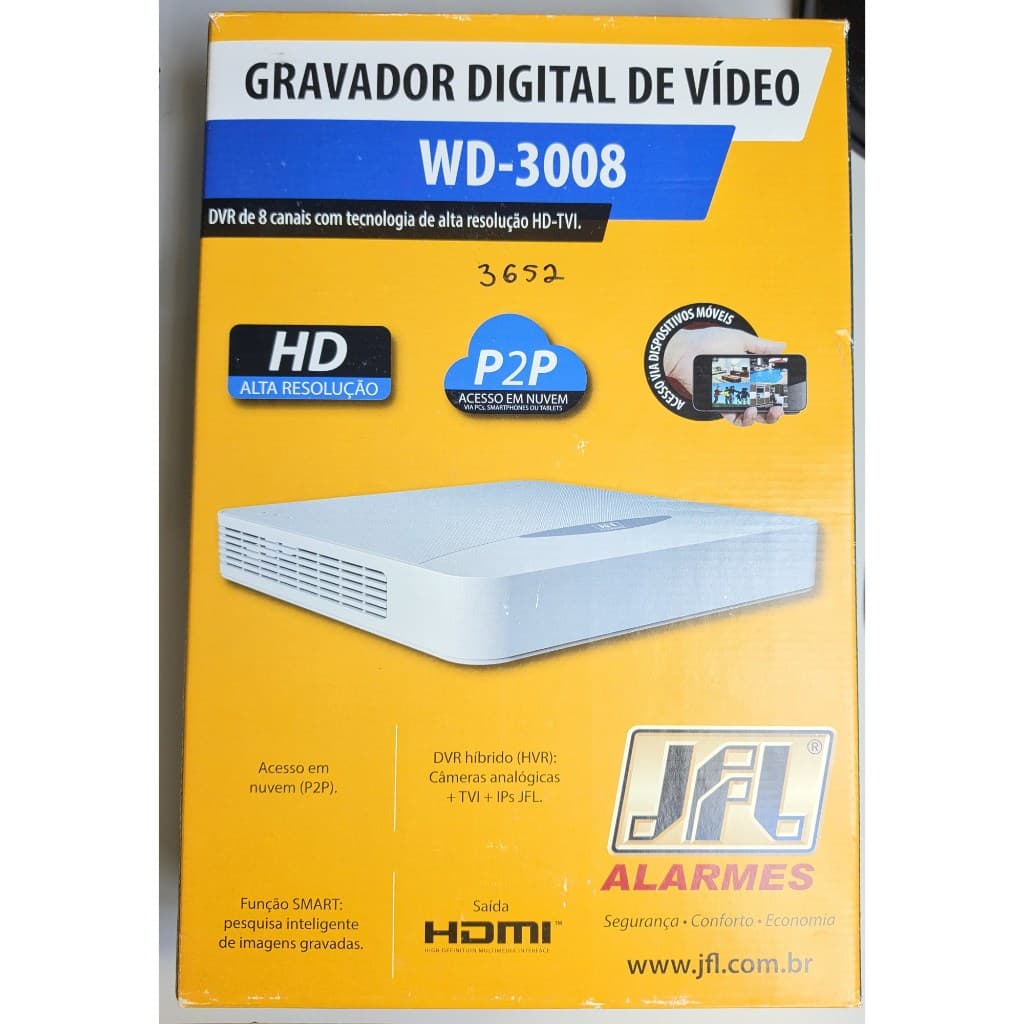Gravador DVR JFL WD-3008 - Full Hd - 8 Canais Analógicos Com Hd 1 Tb e suporta câmeras de 2M