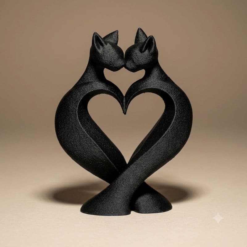 Escultura Gatos Apaixonados Decoração Criativa Presente Casal Premium - Enfeite Estilo Minimalista para Sala e Quarto