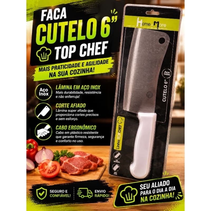 Cutelo 6" – Alta Resistência, Corte Preciso e Profissional