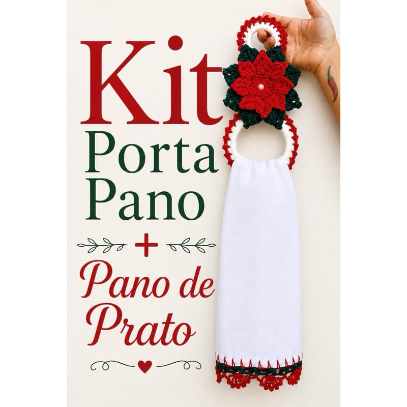 Kit Porta Pano + Pano de Prato Flor de Crochê VARIOS MODELOS Porta Guardanapo Bate Mão, Pendurar Toalha de Rosto