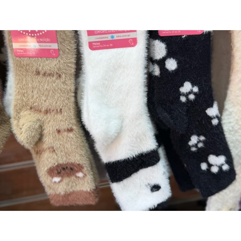 Meia Fofa Felpuda Inverno Quentinha Para Frio Peluciada Confortável 34 ao 38