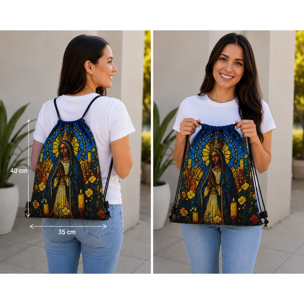 Mochila Religiosa Nossa Senhora Aparecida Feminina Sacola Católica Leve e Prática - Escola, Passeio Acadêmia