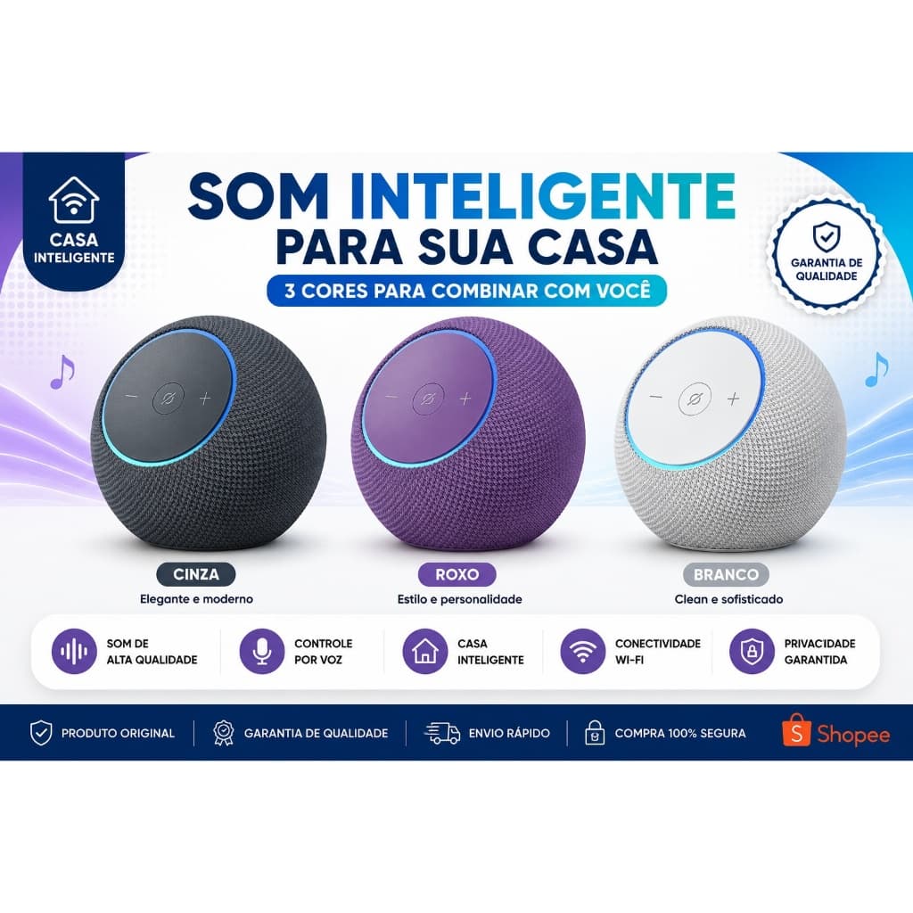 Caixa Som Echo Dot Max Assistente Virtual Alexa
