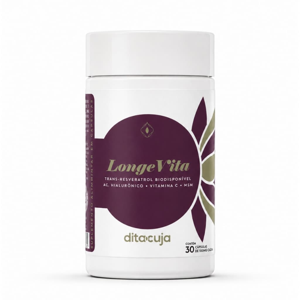 Resveratrol Longevita Dita Cuja, Suplemento Longevidade E Energia 60 cáps