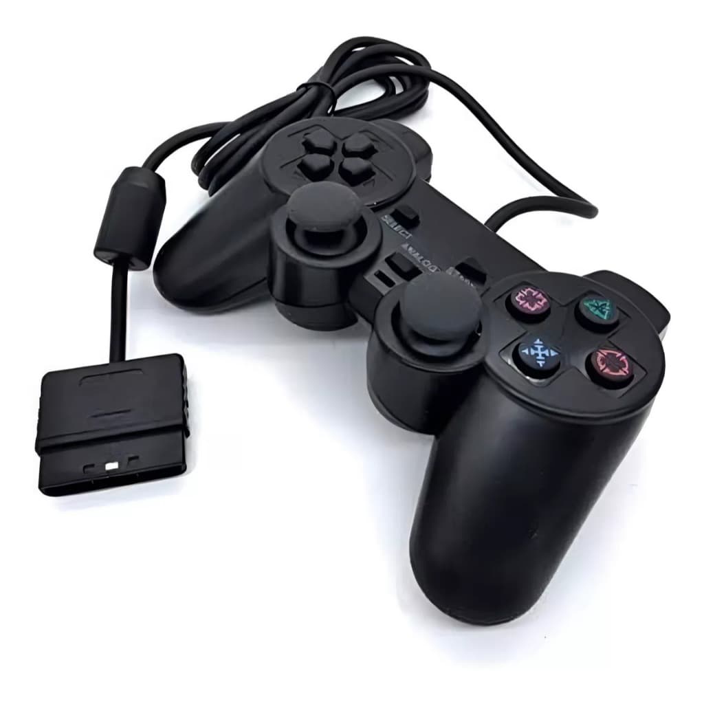 Controle PS2 com Fio Preto com Design Ergonômico para Conforto