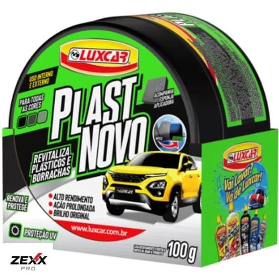 PlastNovo Renovador de Plásticos e Borrachas Luxcar 100g Promove Brilho e Proteção