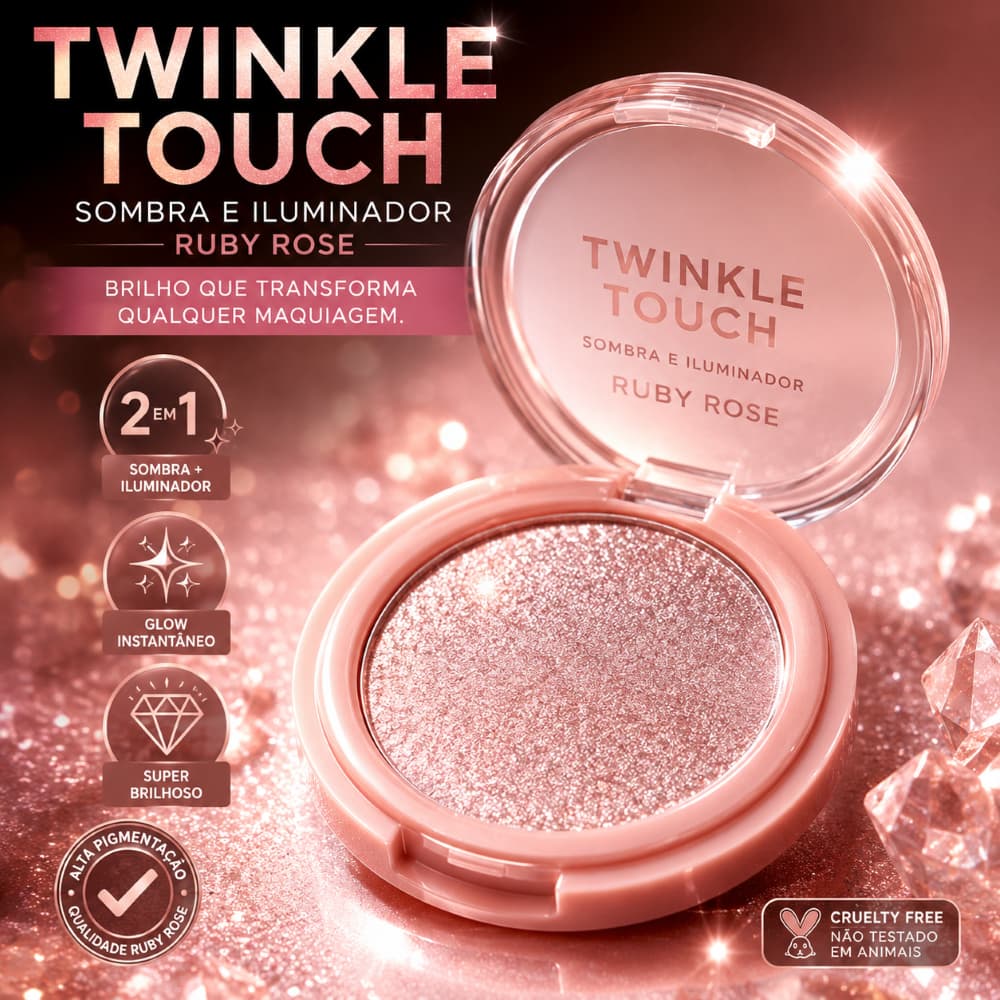 Twinkle Touch Sombra e Iluminador Ruby Rose Alta Pigmentação
