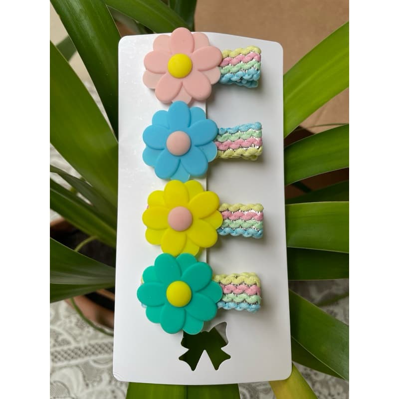 Kit com 4 presilhas bico de pato | Presilha de flor | Acessório para cabelo menina