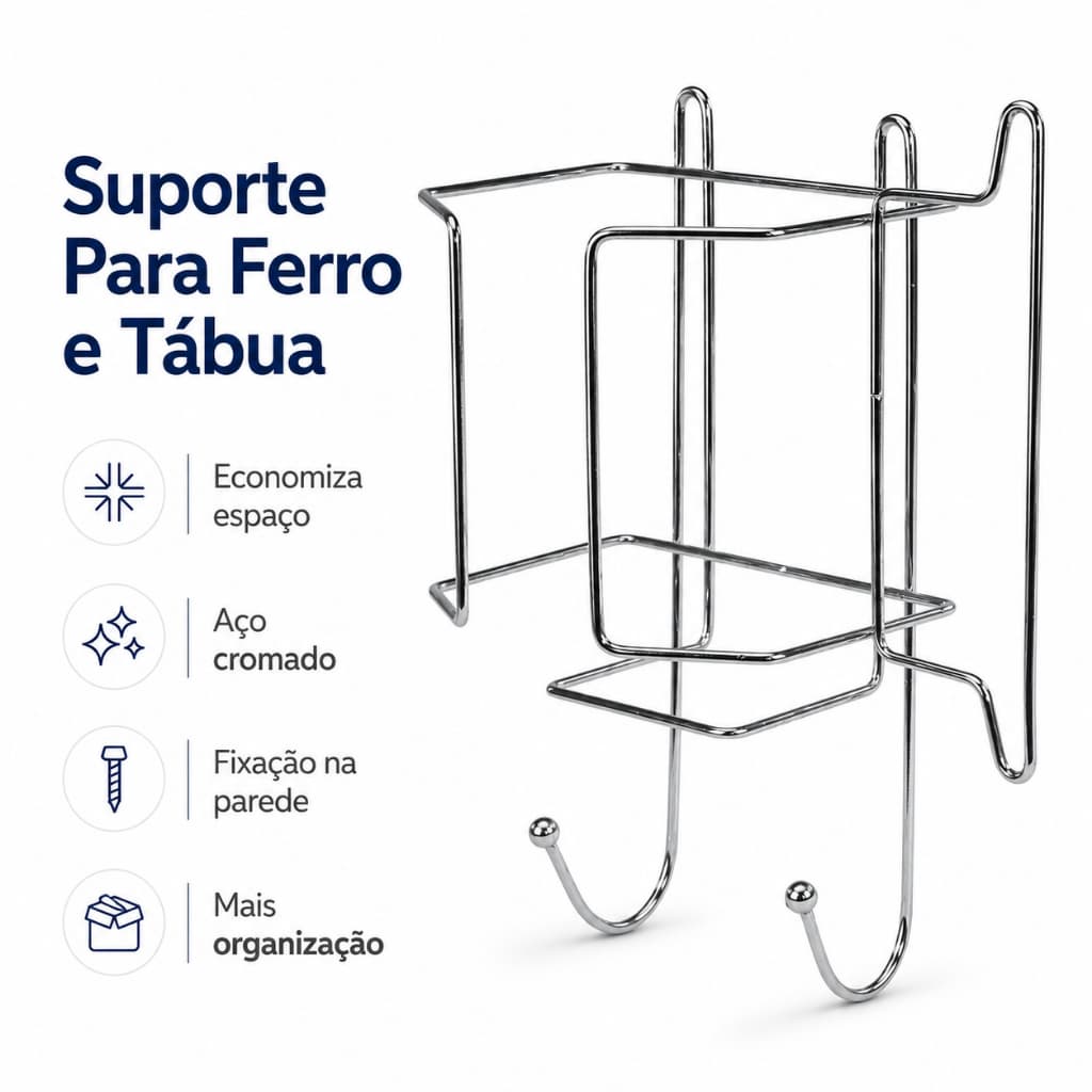 Suporte Cromado Para Ferro e Tabua de Passar