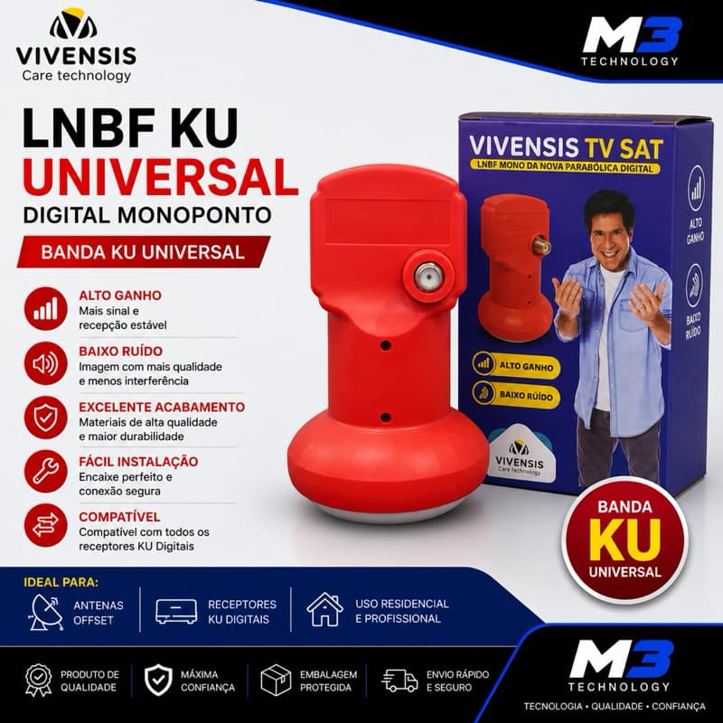 Lnbf Ku Universal Digital Mono Simples Banda 5g Vivensis