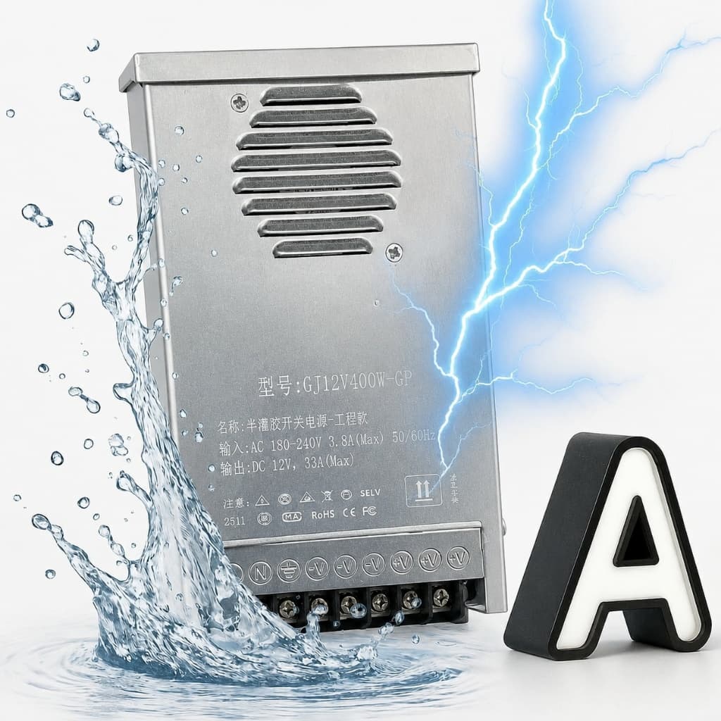Fonte Chaveada 12V 33A 396W IP67 Resistente à Água para Fita e Módulos LED