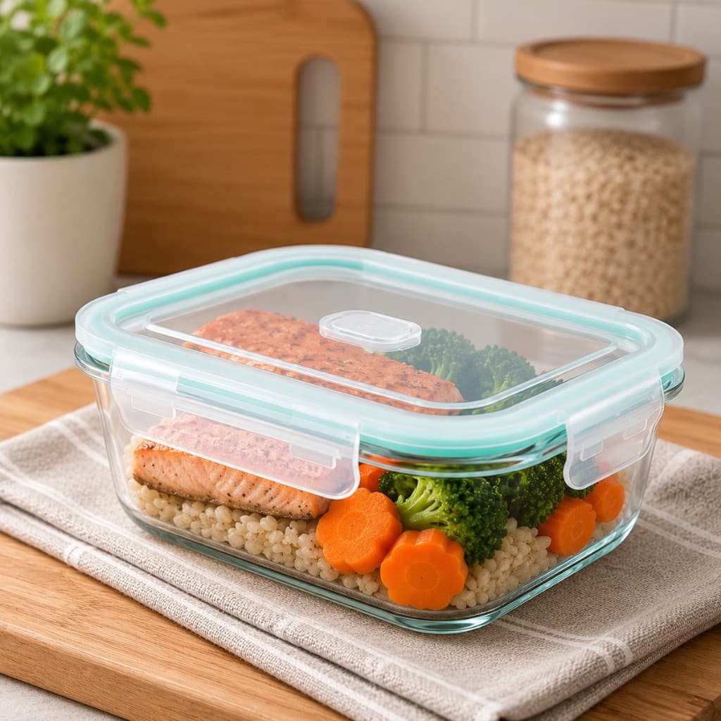 Pote De Vidro Hermético Retangular Tampa De Silicone E Trava Marmita Comida Organizador Alimentos Conserva Microondas