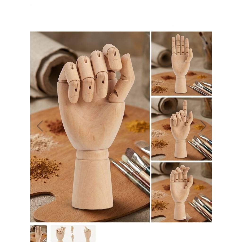 Mão de Madeira Articulada Manequim Desenho Decoração Suporte Anel Joias 25cm 30cm Esquerda Esquerda
