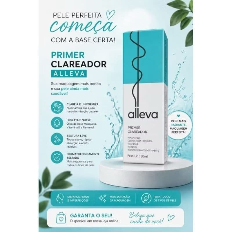 Prime clareador Alleva- Pré-Maquiagem Niacinamida 30ml