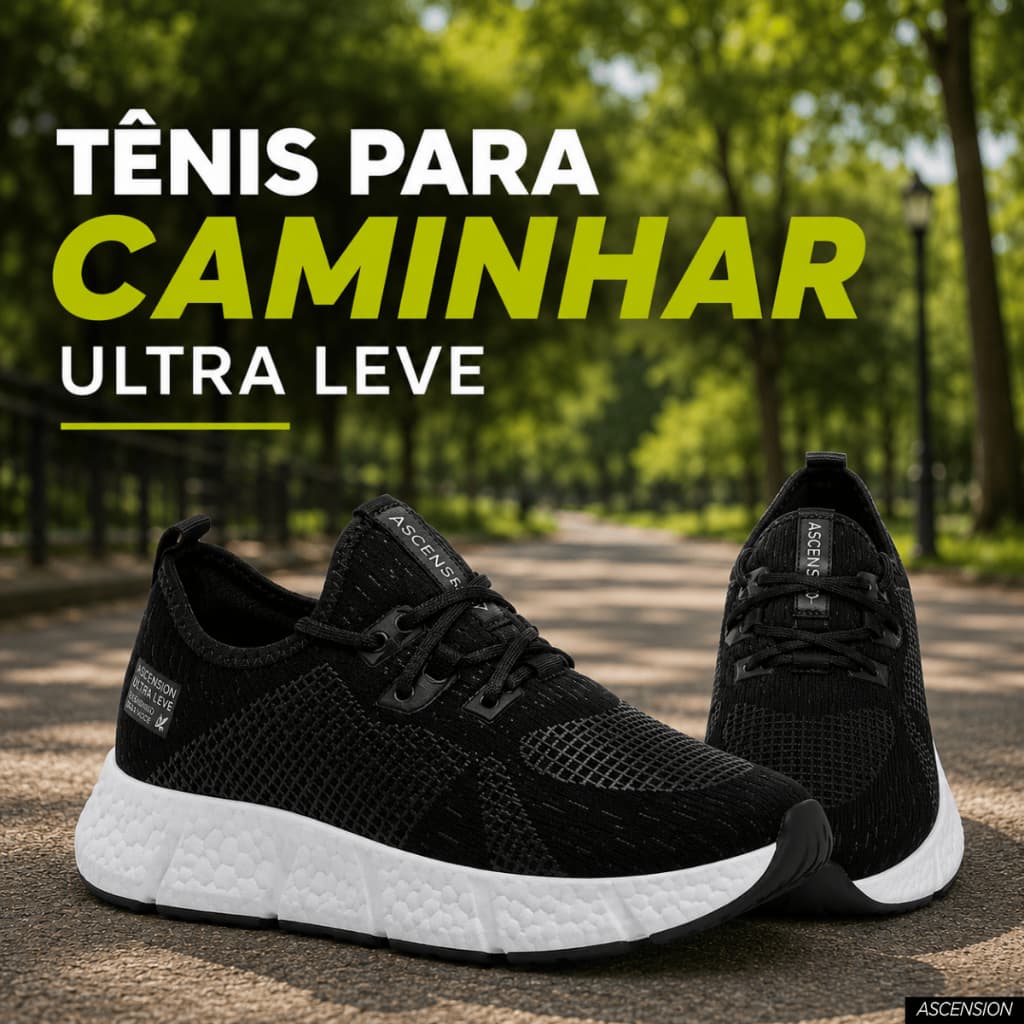 Tenis Esportivo Ortopédico Para Caminhada Confortável Leve Solado Antiaderente Ultra Leve Ascension