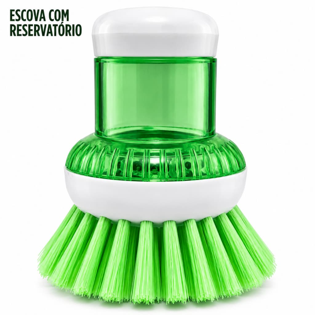 Escova Lava Louças com Dispenser de Detergente Reservatório Multiuso Escova para Pia Panelas Cozinha