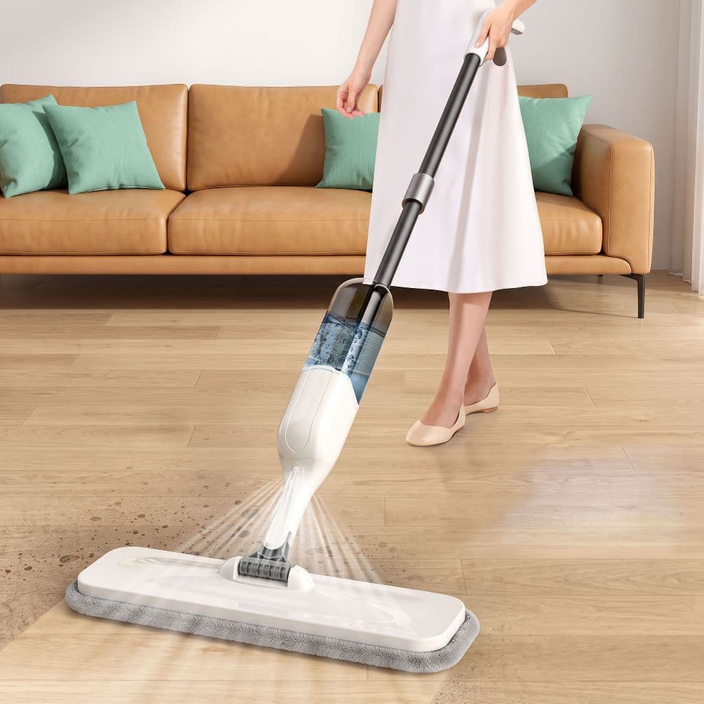 Mop spray com reservatório, pano lavável, leve para azulejo/madeira, limpeza sem balde