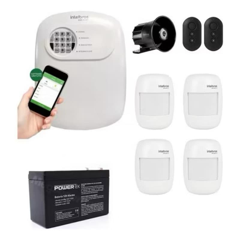 Kit alarme intelbras completo com 4 sensores e aplicativo para celular