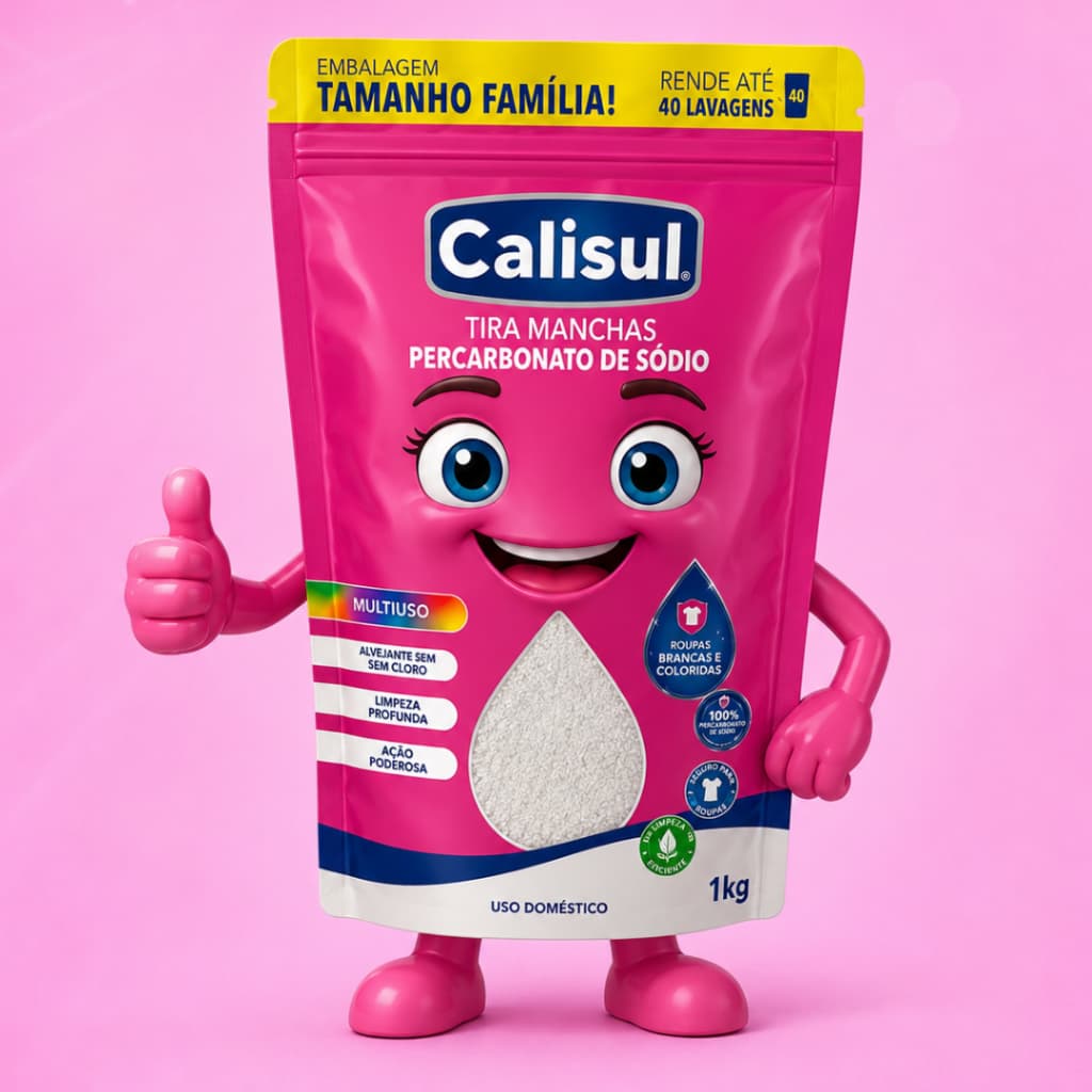 Calisul Percarbonato de Sódio 1kg Tira Manchas Multiuso para Roupas Limpeza Brancas e Coloridas Limpeza Profunda OxiLock