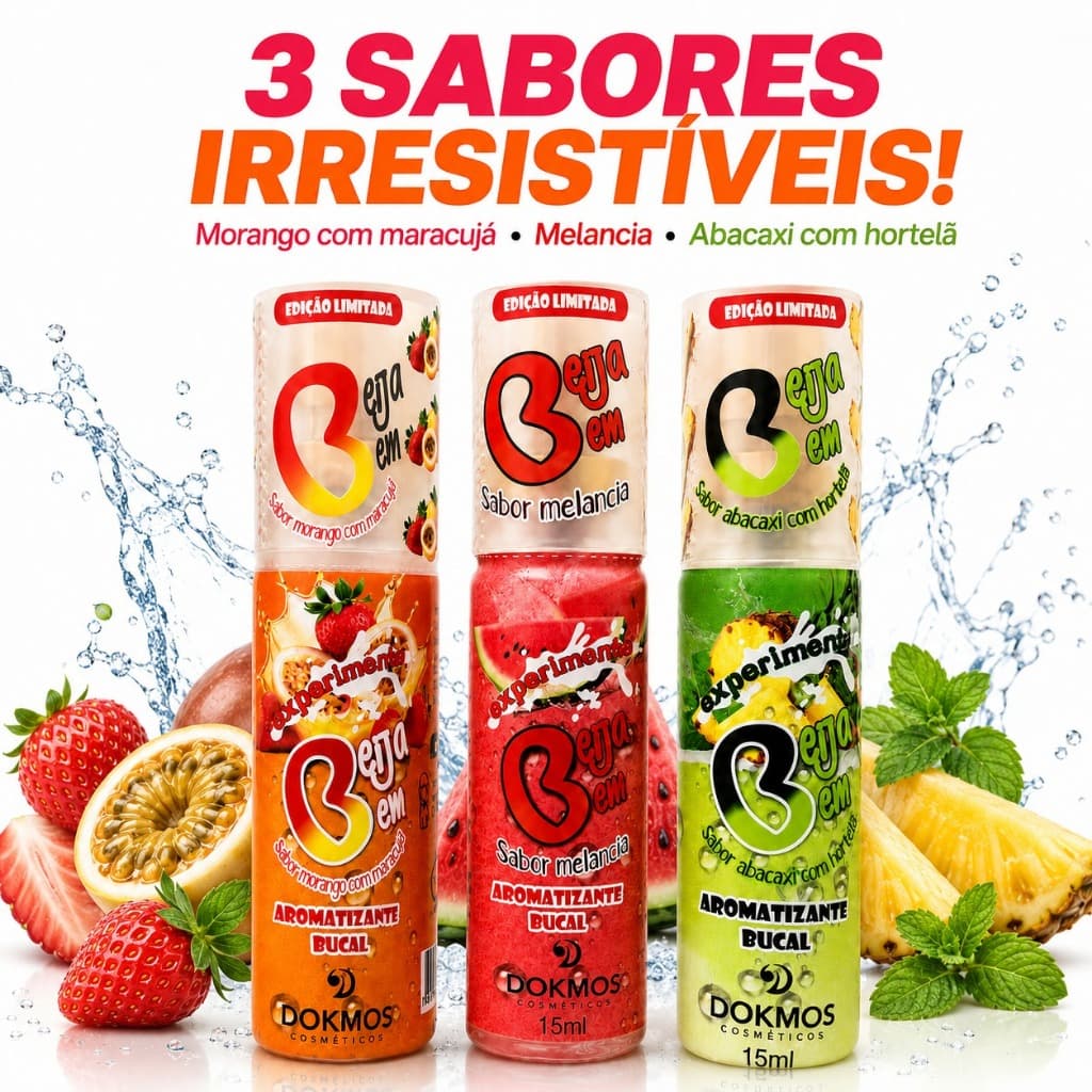 Kit Com 2 Unidades Aromatizante Bucal Beija Bem Refrescante 15mL Dokmos