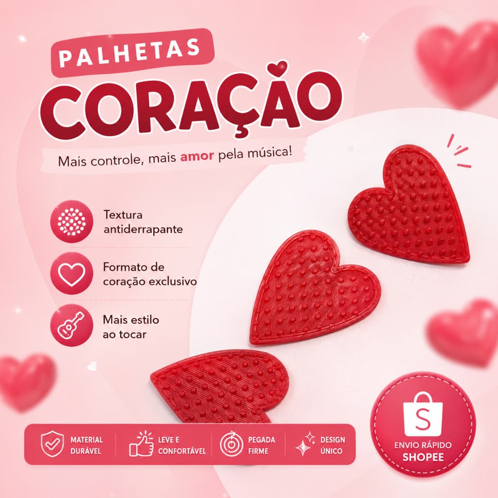 Palhetas Em Formato de Coração Para Violão, Guitarra