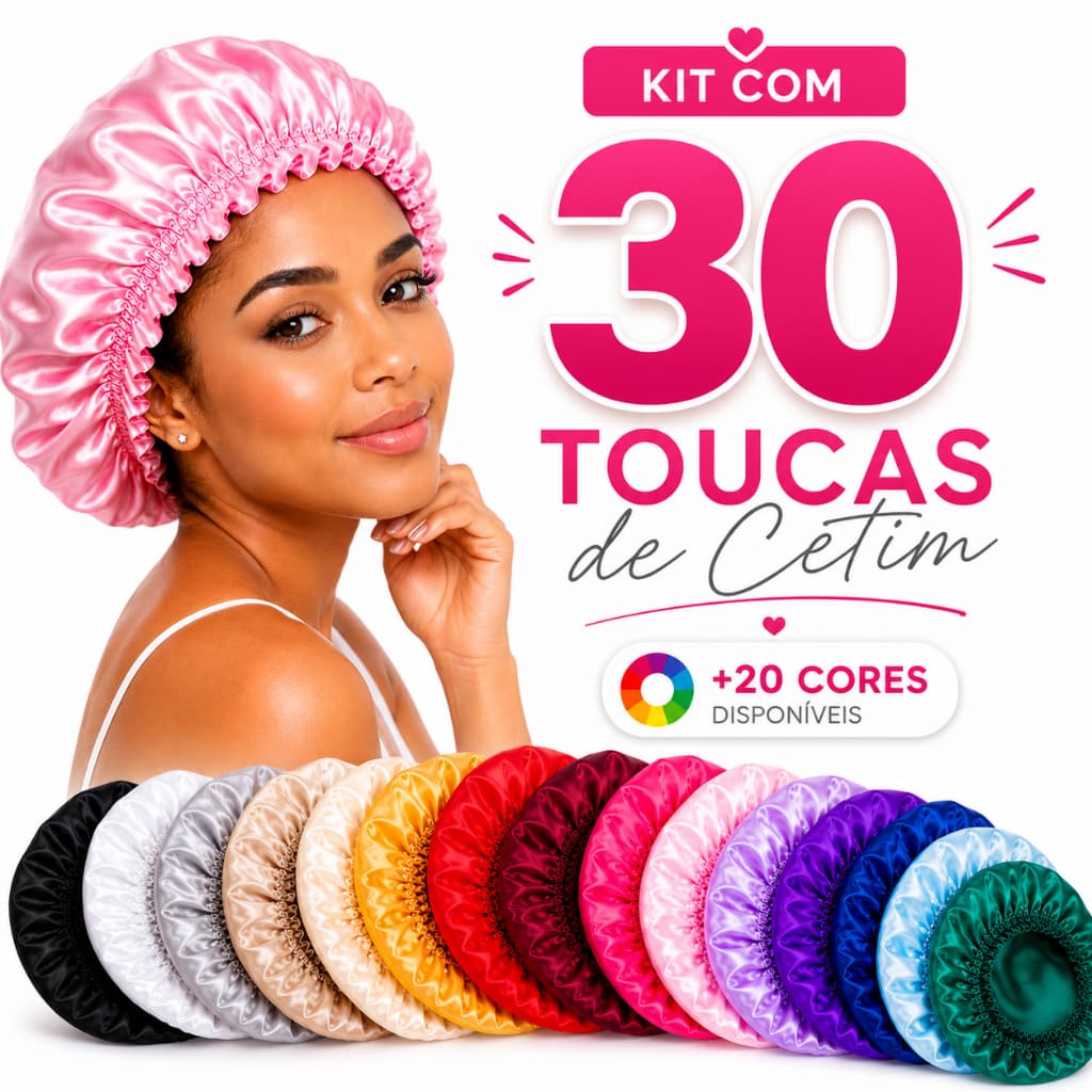 Kit 30 Toucas de Cetim Profissional Anti-Frizz Salão de beleza hidratação profunda Atacado Revenda