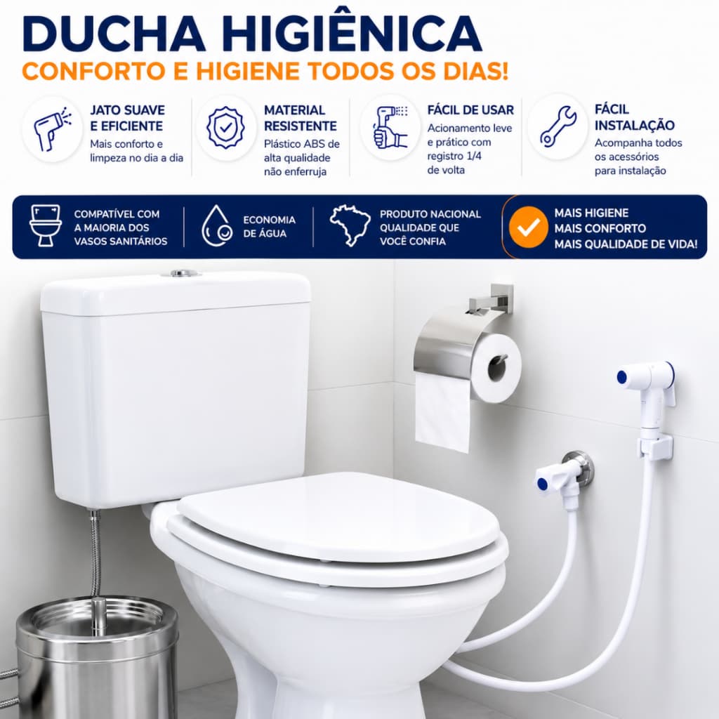 Ducha Higiênica Para Banheiro Completa Luxo Abs Branca Chuveirinho Privada Ducha Pet