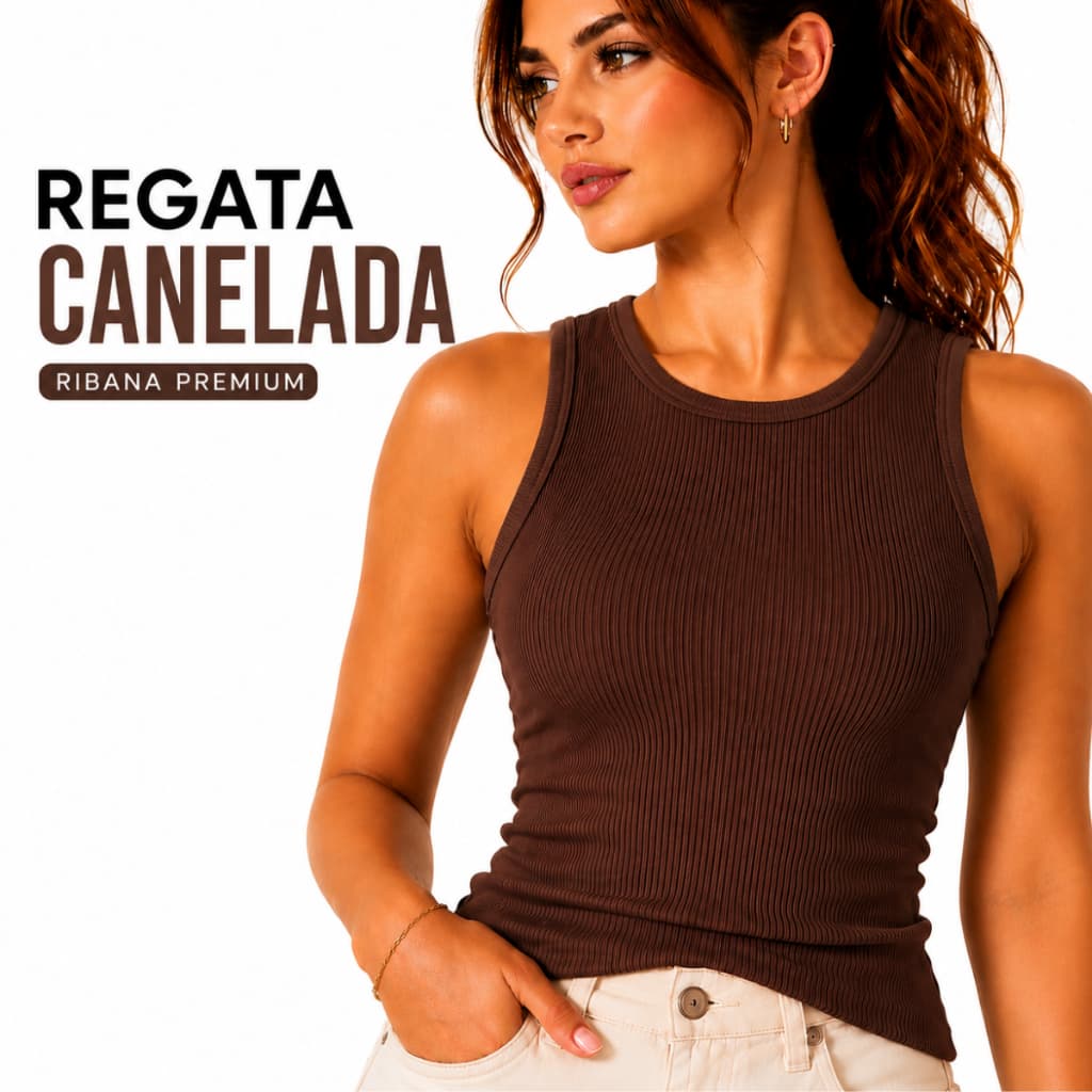 Regata Feminina Canelada Ribana Premium Cropped Alcinha Básica Confortável Academia Casual Tendência 2026