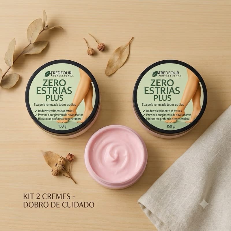 Kit 2 Creme Zero Estria 150g - Redutor de Estrias Brancas e Vermelhas - Hidratação Profunda Firmador Corporal