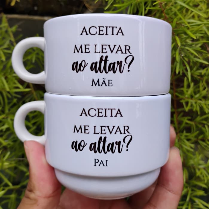 Kit 2 Xícaras Personalizadas Minimalista Casamento Pai e Mãe dos noivos, Padrinhos,MADRINHAS