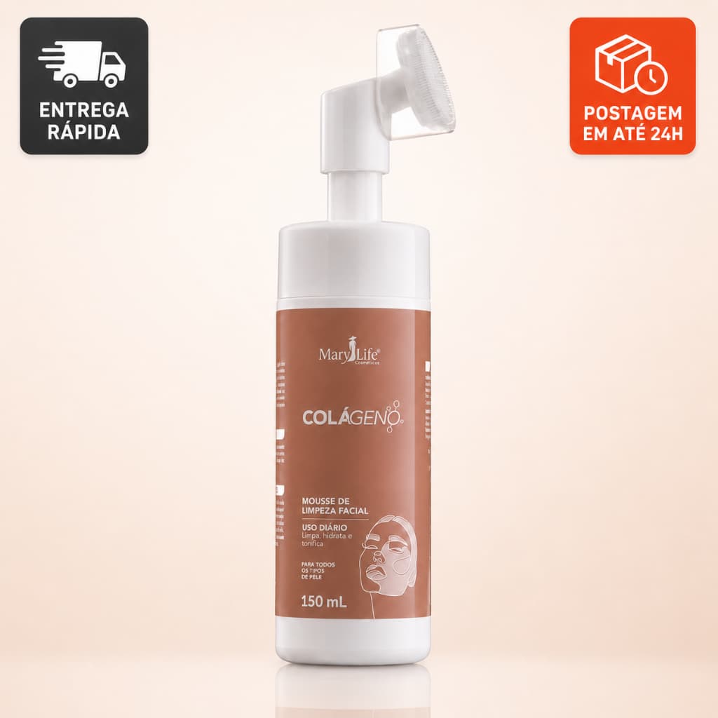 Mousse de Limpeza Facial Mary Life 150ml Colágeno Espuma Facial Hidratante Limpeza Profunda