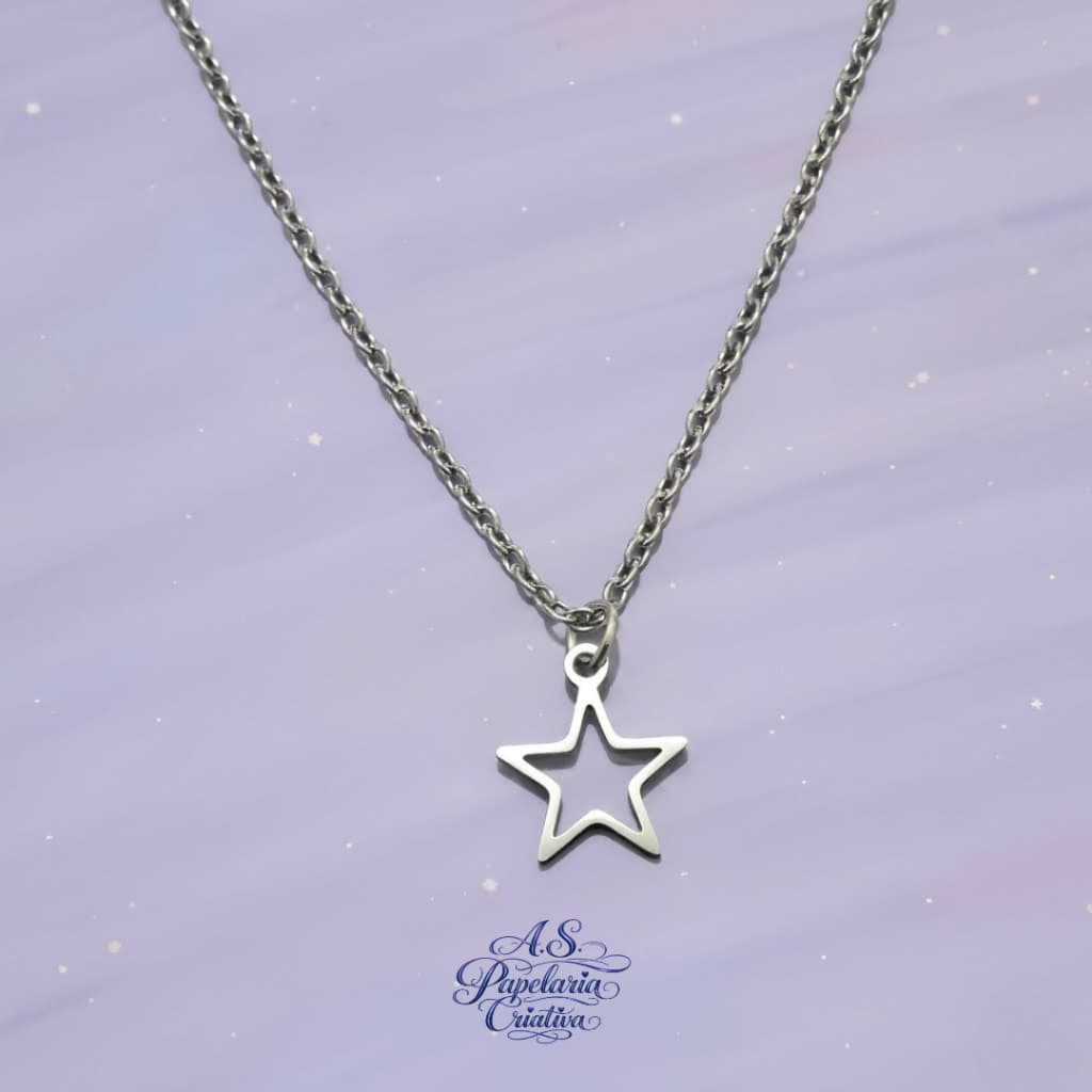 Colar Estrela Vazada - Aço Inoxidável