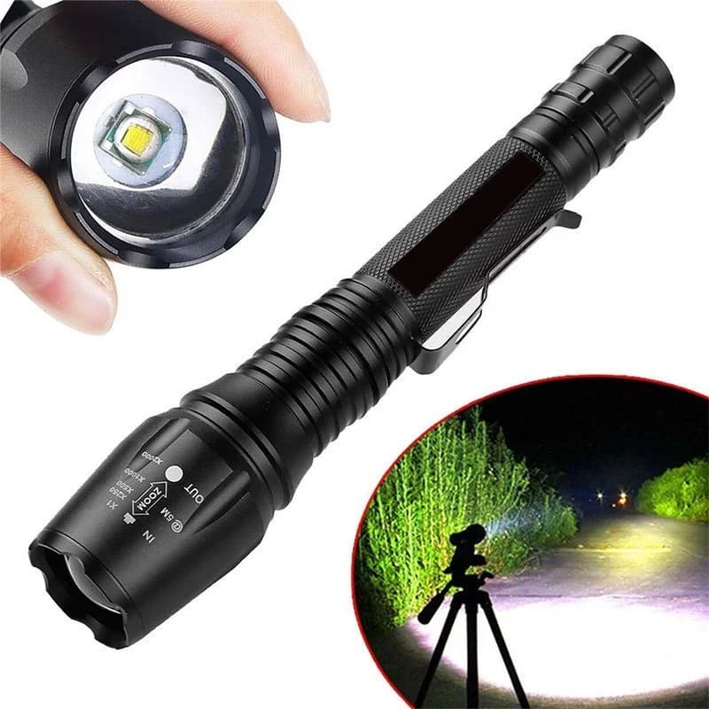 Lanterna Tática Profissional Led CREE  T6 Alta Luminosidade Forte Recarregável Com Zoom