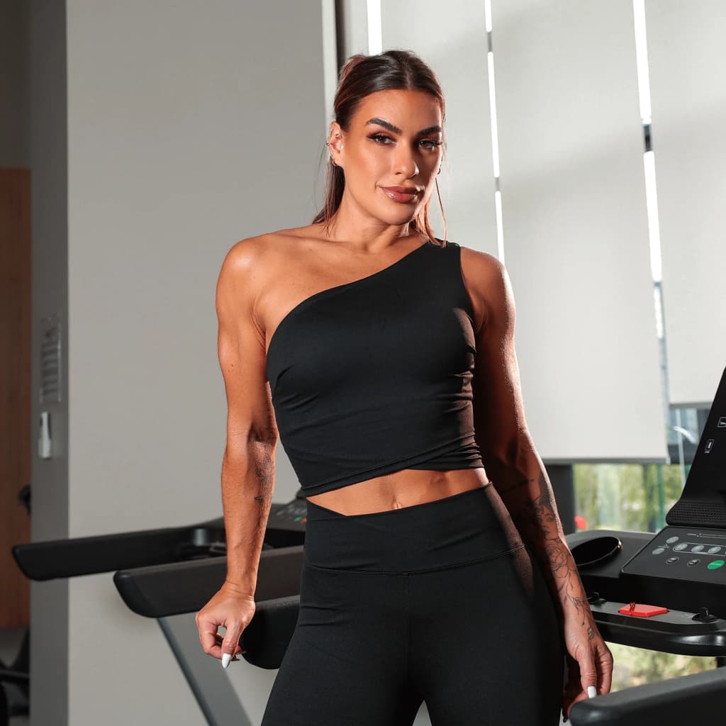 Conjunto Fitness Feminino Legging Cintura Alta Top Mula Manca Academia Moda Fitness