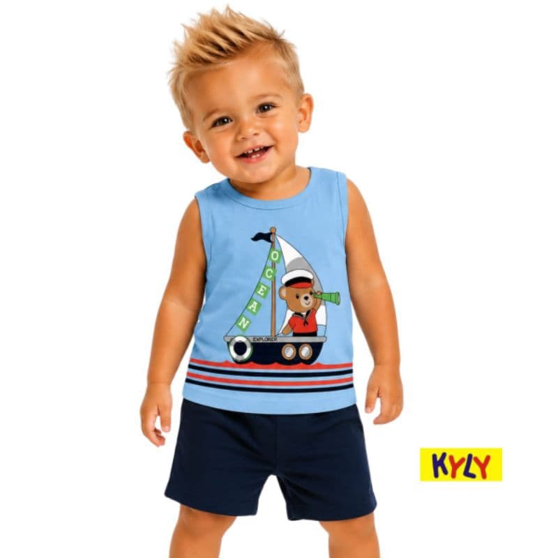 Conjunto verão Infantil Menino Kyly Ursinho Tamanhos 2 ao 3 1001863