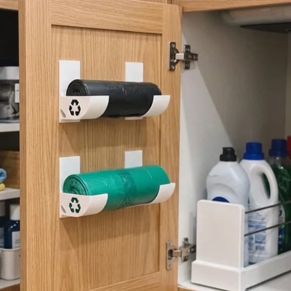 Kit 02 Suportes Rolo de Sacos Plásticos para Armário – Organização de Cozinha