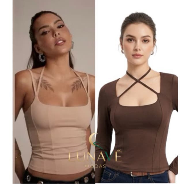 Blusa Feminina Manga Longa Decote Quadrado Com Tiras Cruzadas Sensualité Felpado